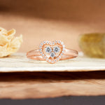 Unique Heart-Shaped 3-Prong Round Cut Lab Diamond Engagement Ring - Additional view