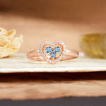 Unique Heart-Shaped 3-Prong Round Cut Aquamarine Engagement Ring - Additional view