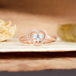 Unique Heart-Shaped 3-Prong Round Cut Moonstone Engagement Ring - Additional view
