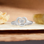 Unique Heart-Shaped 3-Prong Round Cut Moissanite Engagement Ring - Additional view
