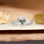 Unique Heart-Shaped 3-Prong Round Cut Black Rutilated Quartz Engagement Ring - Additional view