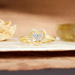 Unique Heart-Shaped 3-Prong Round Cut Moissanite Engagement Ring - Additional view