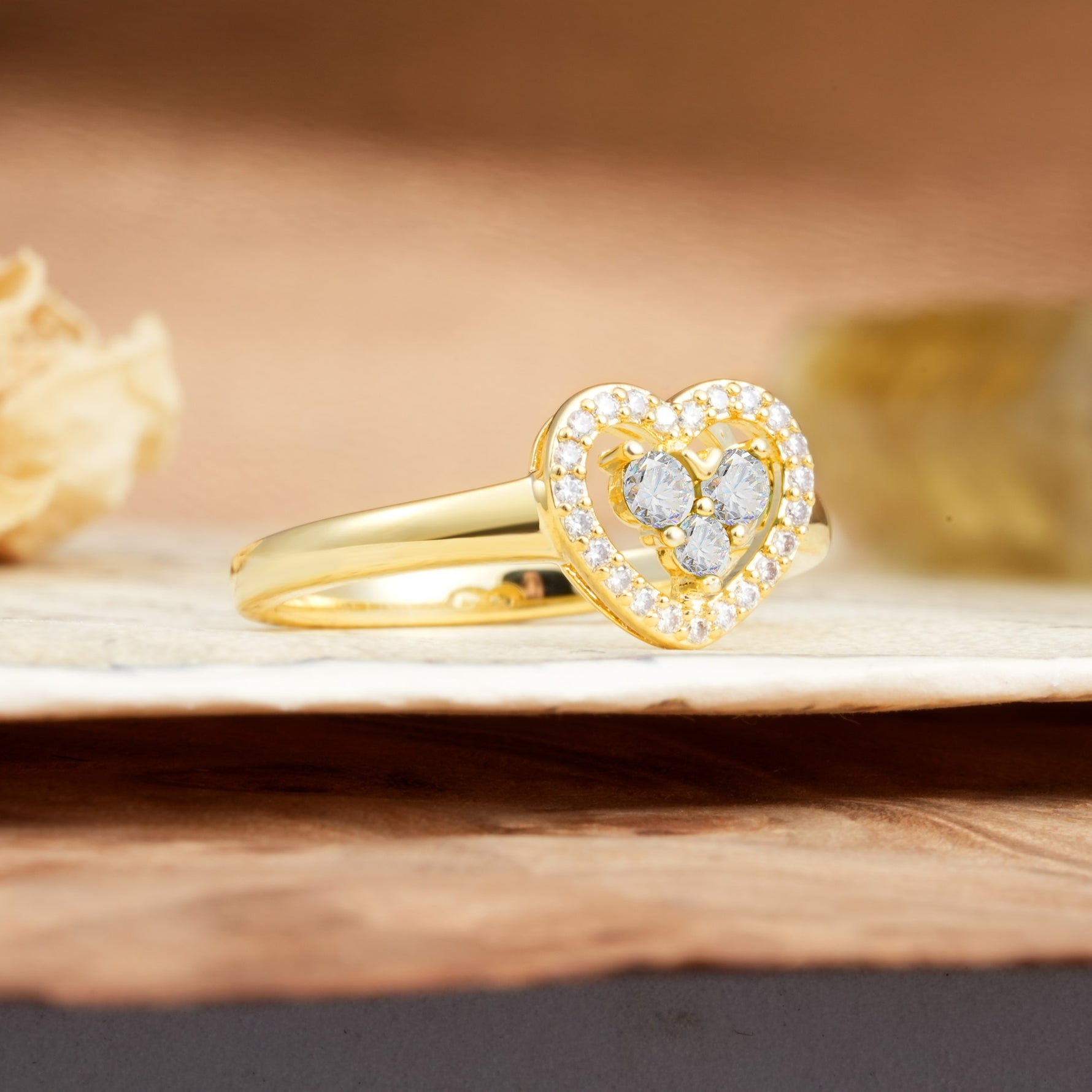 Unique Heart-Shaped 3-Prong Round Cut Moissanite Engagement Ring - Additional view