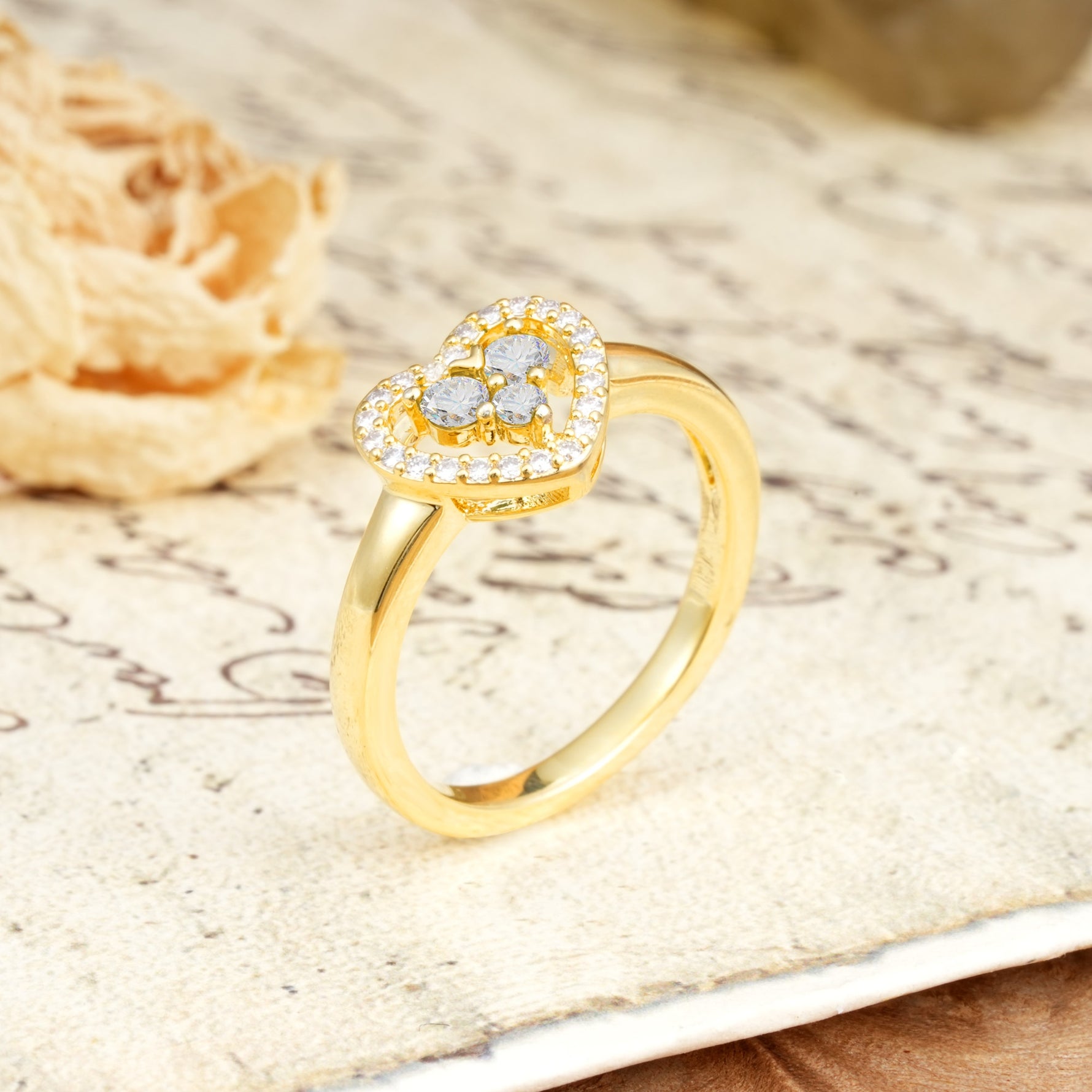 Unique Heart-Shaped 3-Prong Round Cut Moissanite Engagement Ring - Additional view