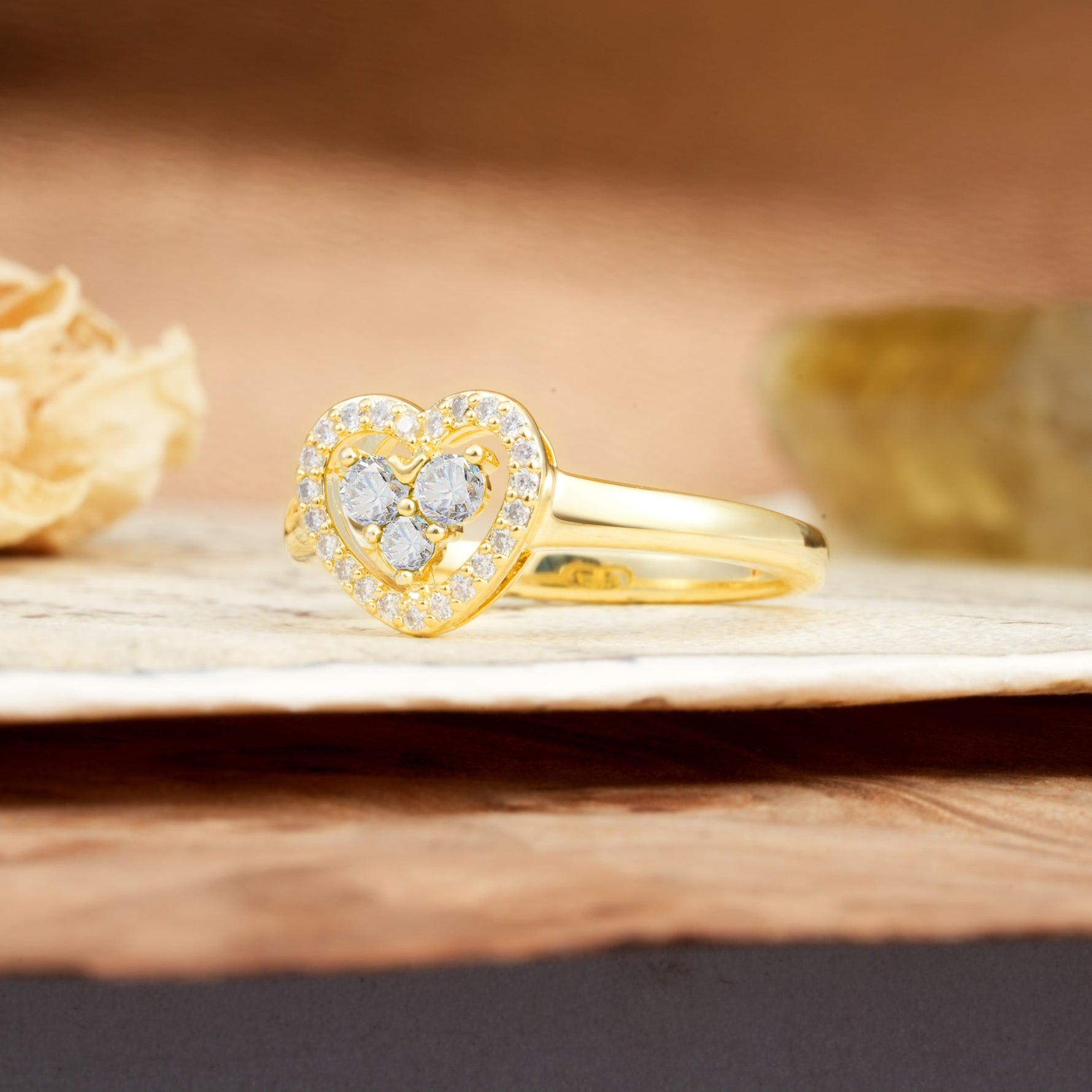 Unique Heart-Shaped 3-Prong Round Cut Moissanite Engagement Ring - Additional view