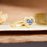 Unique Heart-Shaped 3-Prong Round Cut Sapphire Engagement Ring - Additional view