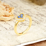 Unique Heart-Shaped 3-Prong Round Cut Sapphire Engagement Ring - Additional view