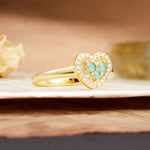 Unique Heart-Shaped 3-Prong Round Cut Fire Opal Engagement Ring - Additional view