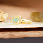 Unique Heart-Shaped 3-Prong Round Cut Fire Opal Engagement Ring - Additional view