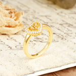 Unique Heart-Shaped 3-Prong Round Cut Citrine Engagement Ring - Additional view