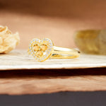 Unique Heart-Shaped 3-Prong Round Cut Citrine Engagement Ring - Additional view