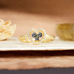 Unique Heart-Shaped 3-Prong Round Cut Black Rutilated Quartz Engagement Ring - Additional view