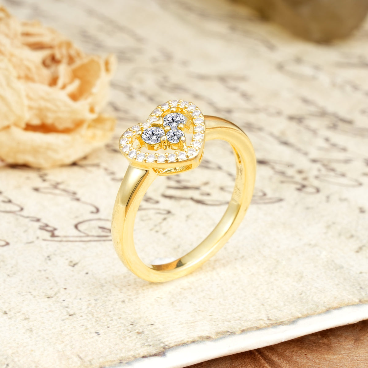 Unique Heart-Shaped 3-Prong Round Cut Lab Diamond Engagement Ring - Additional view