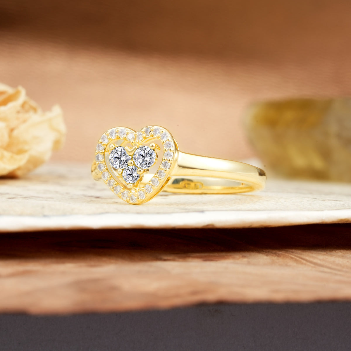 Unique Heart-Shaped 3-Prong Round Cut Lab Diamond Engagement Ring - Additional view