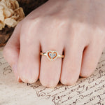 Unique Heart-Shaped 3-Prong Round Cut Lab Diamond Engagement Ring - Additional view