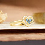 Unique Heart-Shaped 3-Prong Round Cut Aquamarine Engagement Ring - Additional view