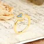 Unique Heart-Shaped 3-Prong Round Cut Aquamarine Engagement Ring - Additional view