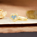 Unique Heart-Shaped 3-Prong Round Cut Aquamarine Engagement Ring - Additional view