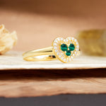 Unique Heart-Shaped 3-Prong Round Cut Emerald Engagement Ring - Additional view