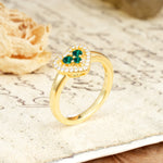 Unique Heart-Shaped 3-Prong Round Cut Emerald Engagement Ring - Additional view