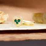 Unique Heart-Shaped 3-Prong Round Cut Emerald Engagement Ring - Additional view