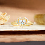 Unique Heart-Shaped 3-Prong Round Cut Moonstone Engagement Ring - Additional view