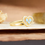 Unique Heart-Shaped 3-Prong Round Cut Moonstone Engagement Ring - Additional view