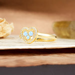 Unique Heart-Shaped 3-Prong Round Cut Moonstone Engagement Ring - Additional view