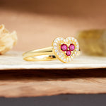 Unique Heart-Shaped 3-Prong Round Cut Ruby Engagement Ring - Additional view