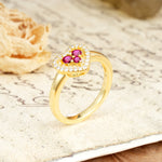 Unique Heart-Shaped 3-Prong Round Cut Ruby Engagement Ring - Additional view