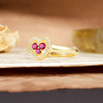 Unique Heart-Shaped 3-Prong Round Cut Ruby Engagement Ring - Additional view