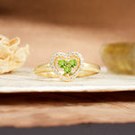 Unique Heart-Shaped 3-Prong Round Cut Peridot Engagement Ring - Additional view