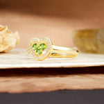 Unique Heart-Shaped 3-Prong Round Cut Peridot Engagement Ring - Additional view