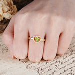 Unique Heart-Shaped 3-Prong Round Cut Peridot Engagement Ring - Additional view