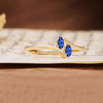 Classic Twisted 4-Prong Double Marquise Cut Sapphire Two Stones Wedding Ring - Additional view
