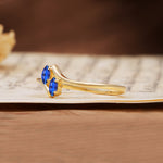 Classic Twisted 4-Prong Double Marquise Cut Sapphire Two Stones Wedding Ring - Additional view