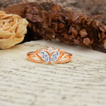 Unique, Luxurious Crown-Style 2-Prong Marquise Cut Lab Diamond Three Stones Wedding Ring - Additional view