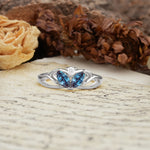 Unique, Luxurious Crown-Style 2-Prong Marquise Cut Alexandrite Three Stones Wedding Ring - Additional view