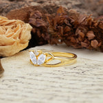 Unique, Luxurious Crown-Style 2-Prong Marquise Cut Moissanite Three Stones Wedding Ring - Additional view