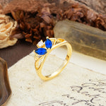 Unique, Luxurious Crown-Style 2-Prong Marquise Cut Sapphire Three Stones Wedding Ring - Additional view
