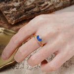 Unique, Luxurious Crown-Style 2-Prong Marquise Cut Sapphire Three Stones Wedding Ring - Additional view