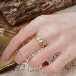 Unique, Luxurious Crown-Style 2-Prong Marquise Cut Fire Opal Three Stones Wedding Ring - Additional view