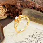 Unique, Luxurious Crown-Style 2-Prong Marquise Cut Citrine Three Stones Wedding Ring - Additional view