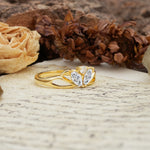 Unique, Luxurious Crown-Style 2-Prong Marquise Cut Lab Diamond Three Stones Wedding Ring - Additional view