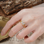 Unique, Luxurious Crown-Style 2-Prong Marquise Cut Lab Diamond Three Stones Wedding Ring - Additional view