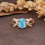 Dual Cross X Pave Accent Oval Cut Turquoise Engagement Ring - Additional view