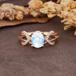 Dual Cross X Pave Accent Oval Cut Moonstone Engagement Ring - Additional view