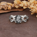 Dual Cross X Pave Accent Oval Cut Black Rutilated Quartz Engagement Ring - Additional view