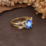 Dual Cross X Pave Accent Oval Cut Sapphire Engagement Ring - Additional view