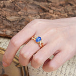 Dual Cross X Pave Accent Oval Cut Sapphire Engagement Ring - Additional view